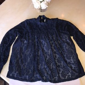 Anthropologie (brand: Deletta) Navy Lace Top